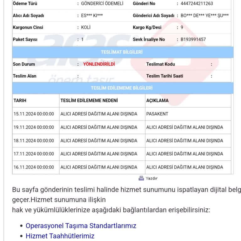 Kargom Bilgilendirme Olmadan İade Edildi!