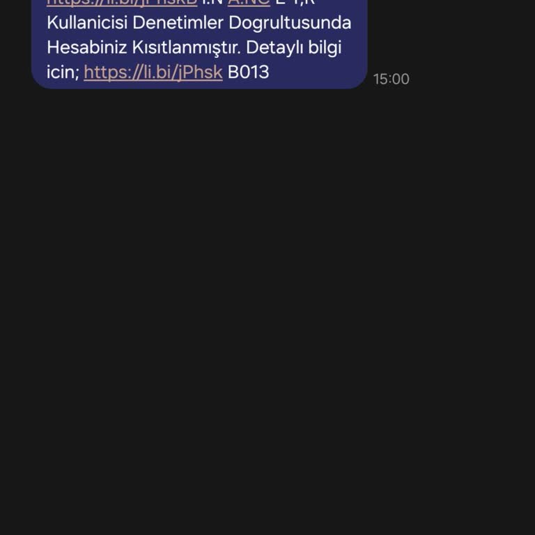 Bilinmeyen Hesap Üzerinden Yanlış SMS Bildirimi