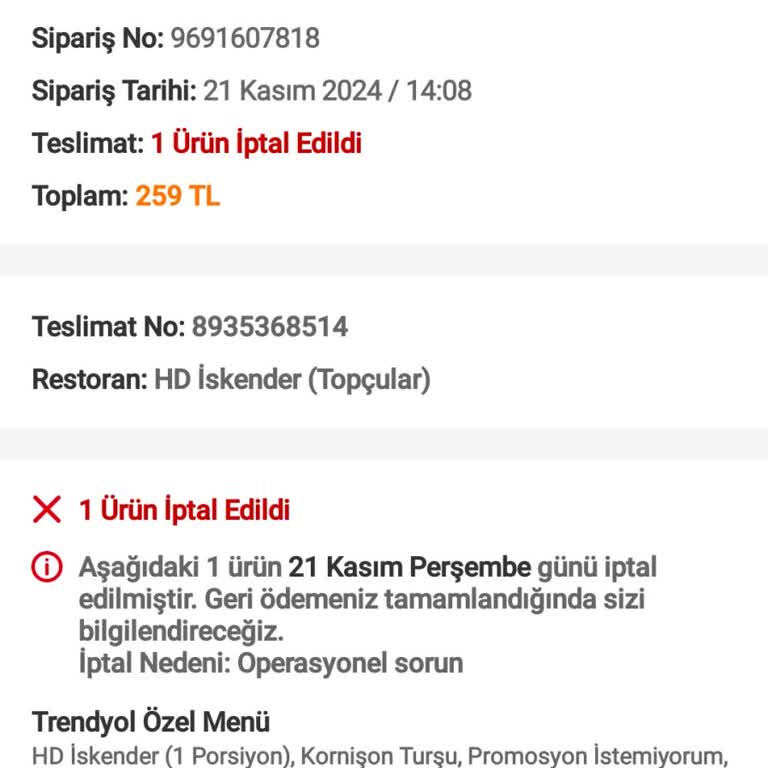 Yağmurda Mağduriyet: İptal Edilen Siparişler