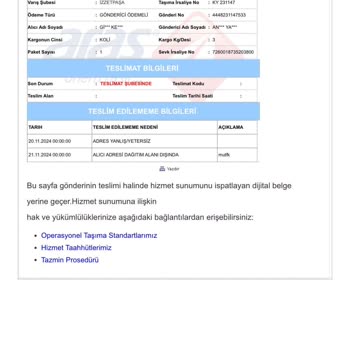 Kargom Adrese Teslim Edilmedi Ve Yanlış Bilgilendirme Yapıldı