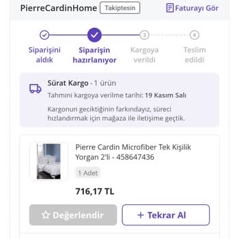 Pierre Cardin Siparişim Neden Hala Kargolanmadı