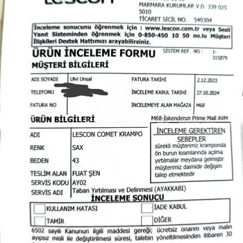 Lescon Kramponlarının Kalitesi Hayal Kırıklığı Yarattı