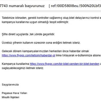 Pegasus'un Kampanya Şifreleri Ve Müşteri Mağduriyeti