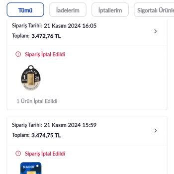 Sürekli İptal Edilen Altın Siparişleri Ve Cevapsız Müşteri Hizmetleri