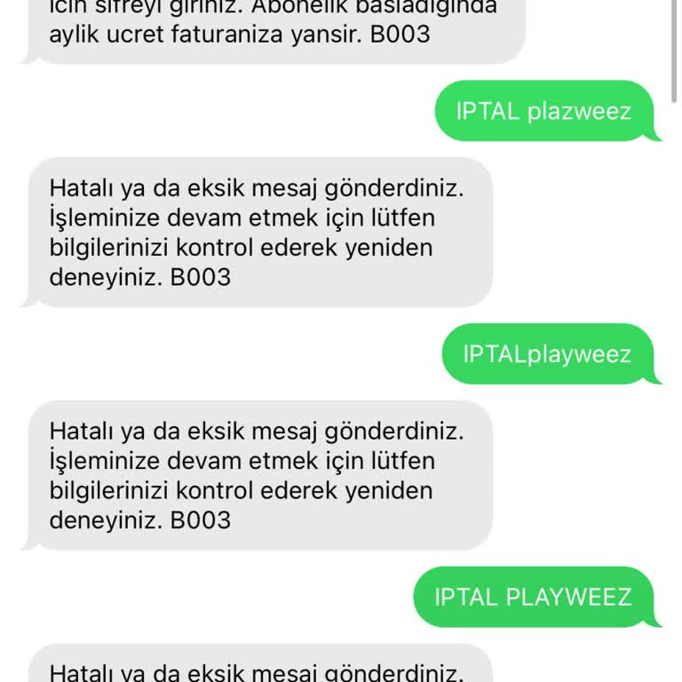 Playweez Uygulamasında İptal Sorunu