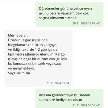 Öğretmenler Günü Hediyesinde Teslimat Fiyaskosu