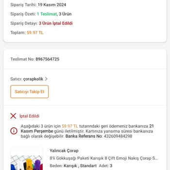 Trendyol Anlık İndirim Sipariş İptalleri