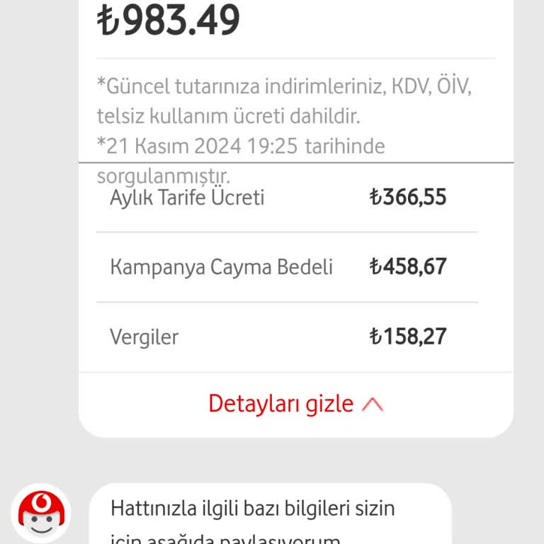 Vodafone'dan Beklenmedik Yüksek Fatura Şoku