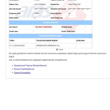 Kargo Teslimatında Yaşanan Sorunlar Ve Yanıltıcı Bildirimler