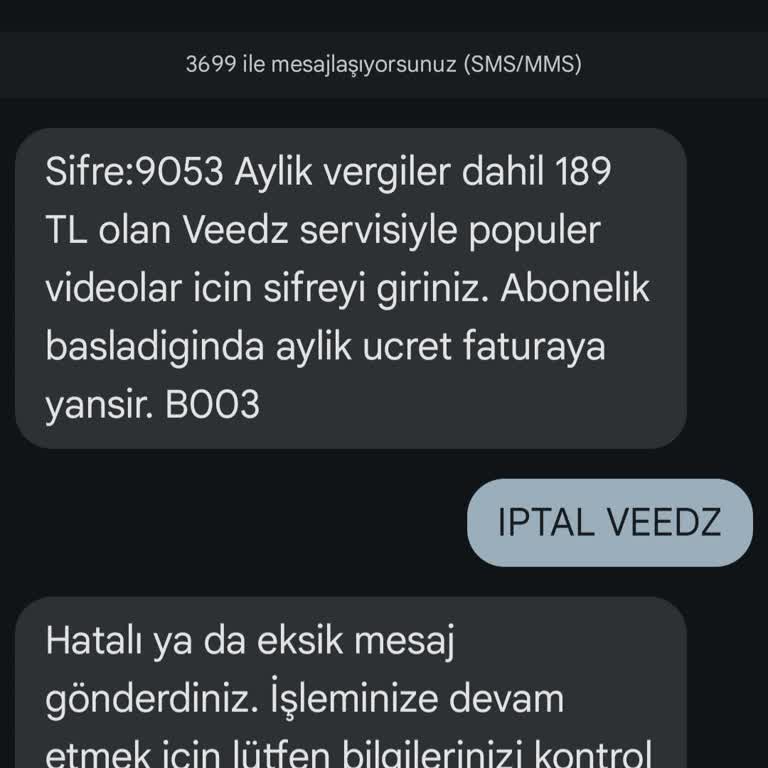 Beklenmedik SMS Ve Abonelik Sorunu