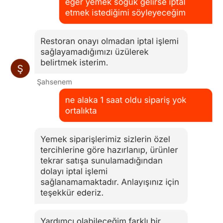 Sipariş Gecikmesi Ve Soğuk Yemek Sorunu