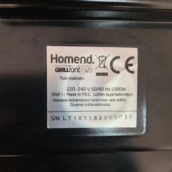 Homend Grilliant 1320 Model Tost Makinesi Ve Müşteri Hizmetleri Sorunu