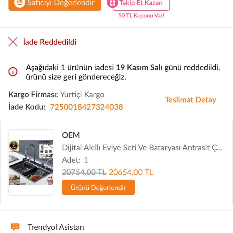 Trendyol İthal Faucet Showroom Mağazası Mağduriyeti