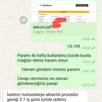 İade Edilmeyen Para Ve İletişim Sorunları