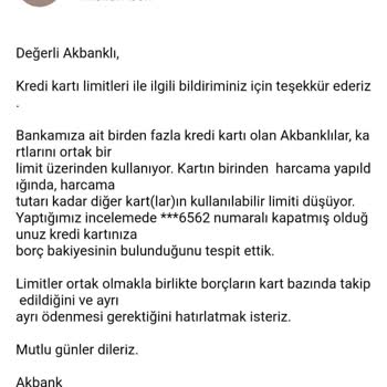 Akbank Kredi Kartı Limitindeki Belirsizlik Ve Yanıltıcı Bilgilendirme!