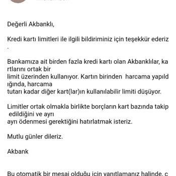 Akbank Kredi Kartı Limitindeki Belirsizlik Ve Yanıltıcı Bilgilendirme!