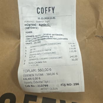 Eksik Ve Lezzetsiz Tatlı Siparişi