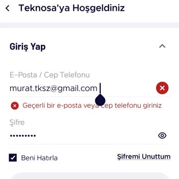 Teknosa Uygulamasındaki Şifre Yenileme Sorunu