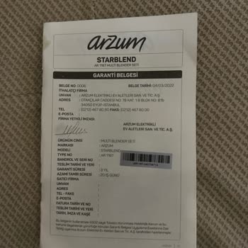 Arzum Blender Seti Rende Taşıyıcısı Kırıldı, Hayal Kırıklığı