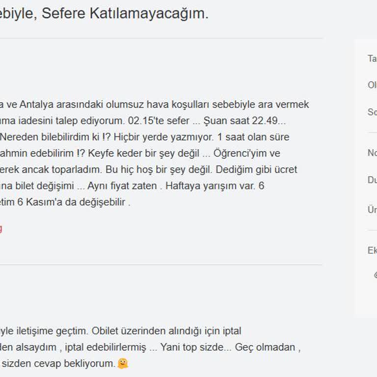 Yoğun Yağış Nedeniyle Bilet İptalinde Karşılaşılan Sorunlar