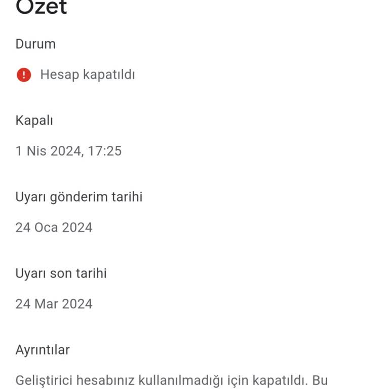 Google Play Console Hesabım Kapatıldı!