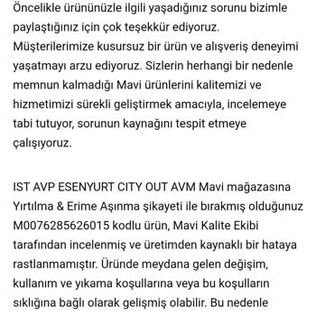 Yırtılan Kot Ve Müşteri Memnuniyetsizliği