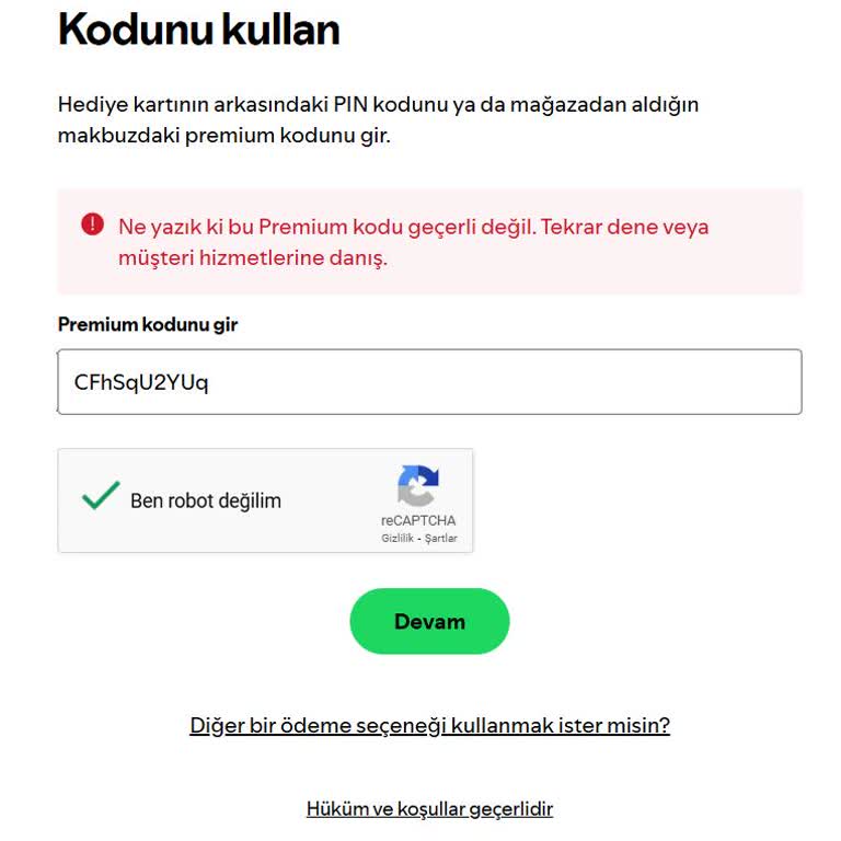 Yemeksepeti Üzerinden Alınan Spotify Üyeliği Hatası
