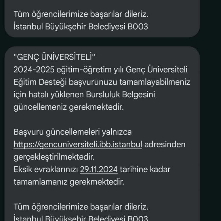 İBB Burs Başvurusunda Belge Sorunu