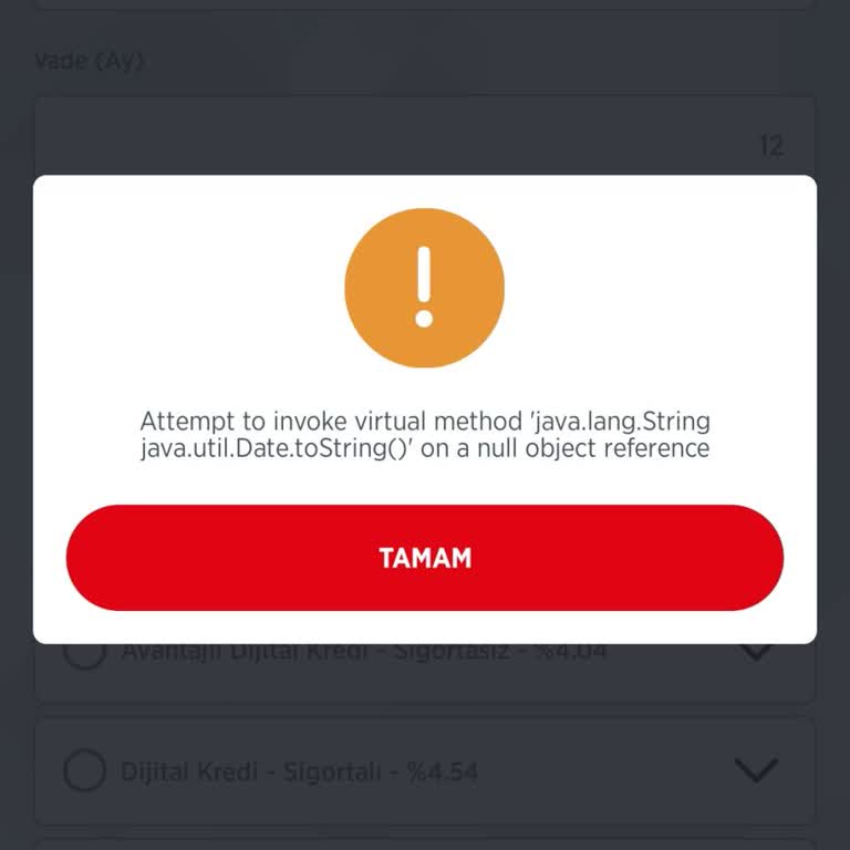 Dijital Kredi Başvurusunda Sürekli Hata Alıyorum