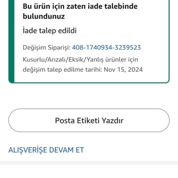 Hasarlı Ürün Ve Geciken Değişim Talebi