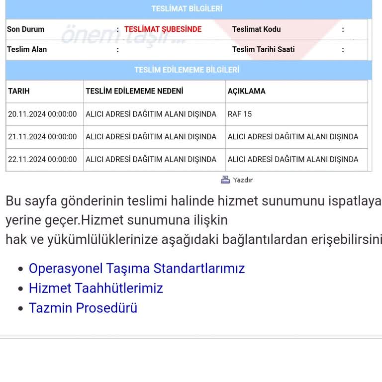 Teslimat Bölgesi Sorunu Ve İlgisiz Şube