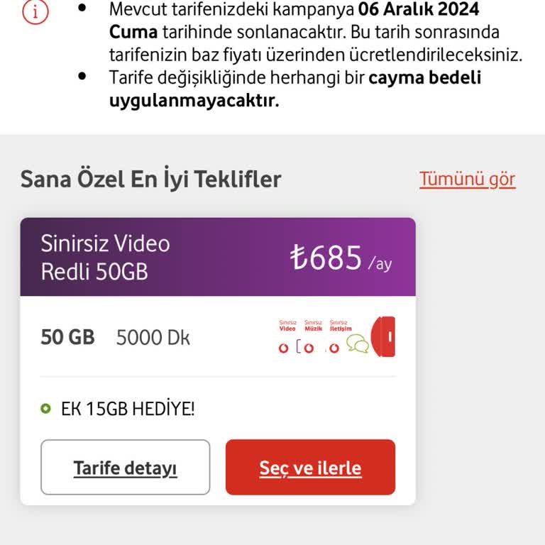 Vodafone'da Sınırsız Tarife Yenilememe Sorunu