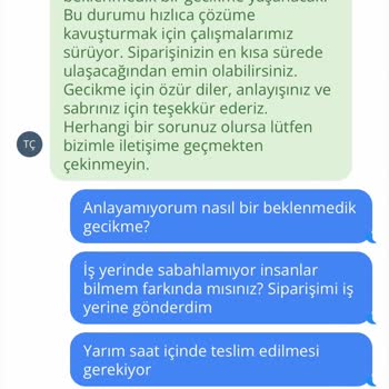 Geç Teslimat Ve Yetersiz Müşteri Hizmetleri Mağduriyeti