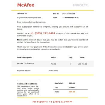 Yetkisiz McAfee Faturası: Acil Çözüm Bekliyorum