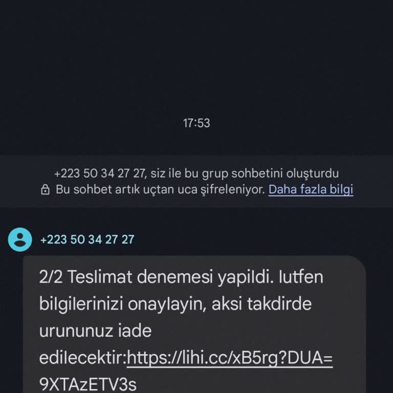 Yanıltıcı Teslimat Mesajı Ve Kişisel Bilgi Güvenliği Endişesi