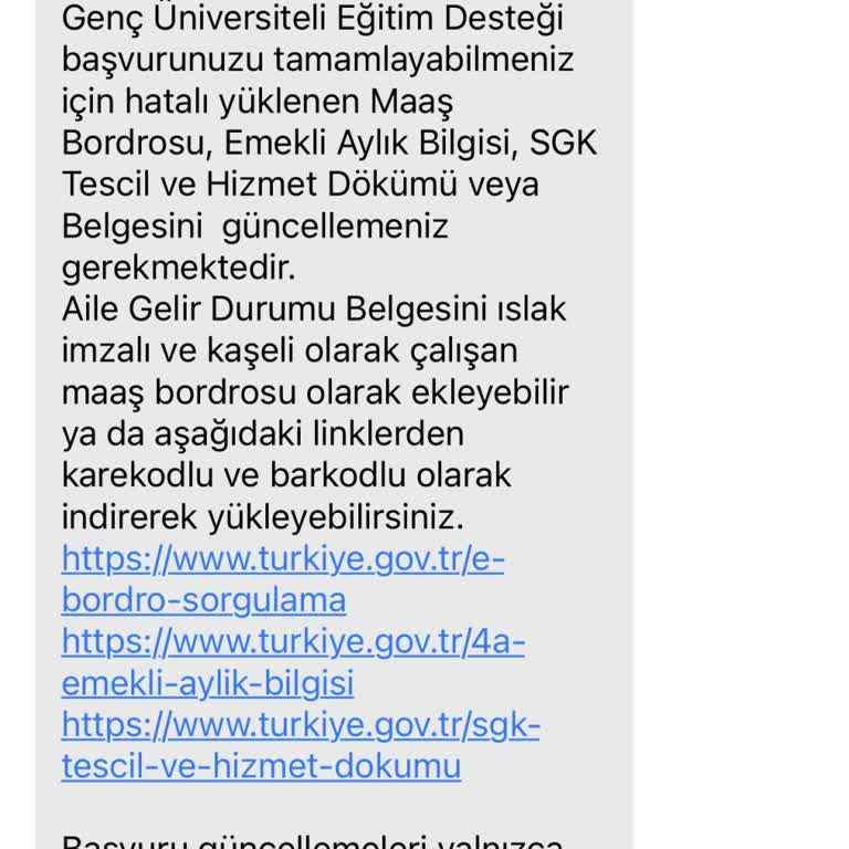 Burs Başvurusunda Gelir Belgesi Sorunu