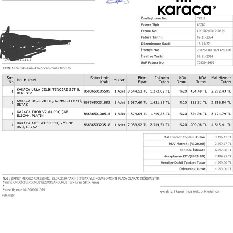 Karaca Mağazasından Alınan Ürünlerin Teslimat Sorunu