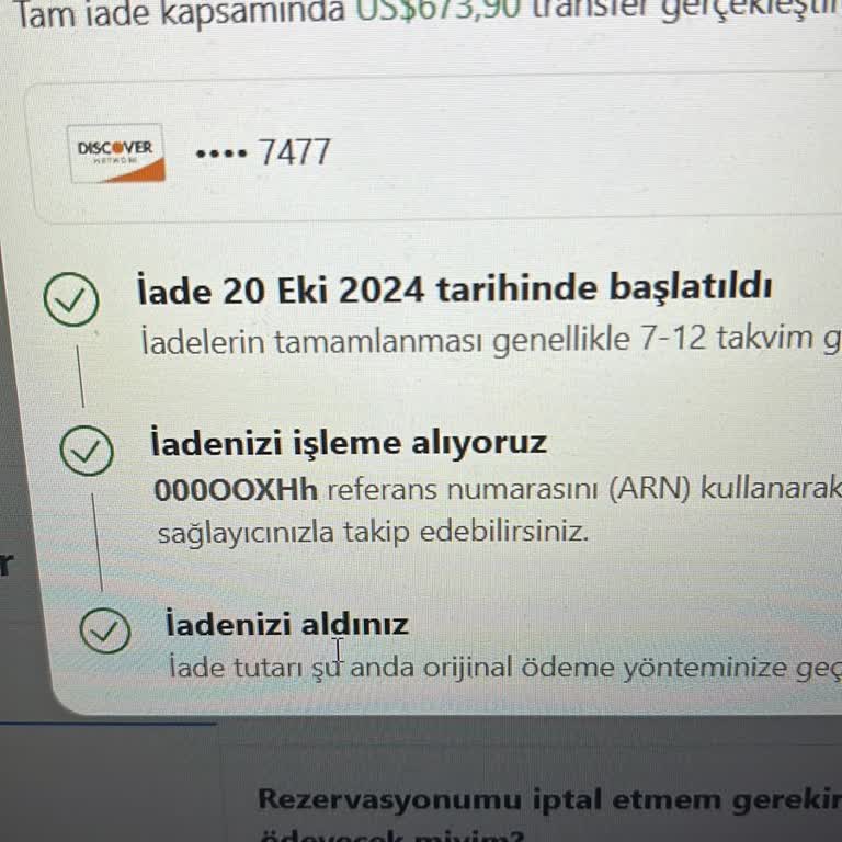 İptal Edilen Rezervasyon Ücreti Hala İade Edilmedi