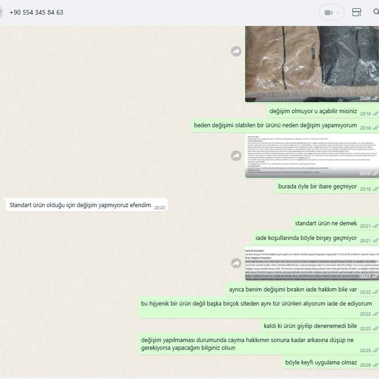 Sahre Moda'da Keyfi Değişim Reddi