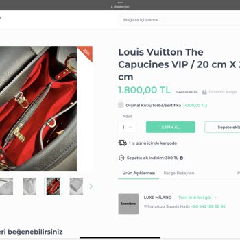Shopier Luxe Milano'dan Gelen Hayal Kırıklığı
