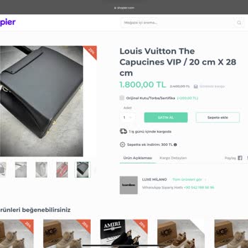 Shopier Luxe Milano'dan Gelen Hayal Kırıklığı