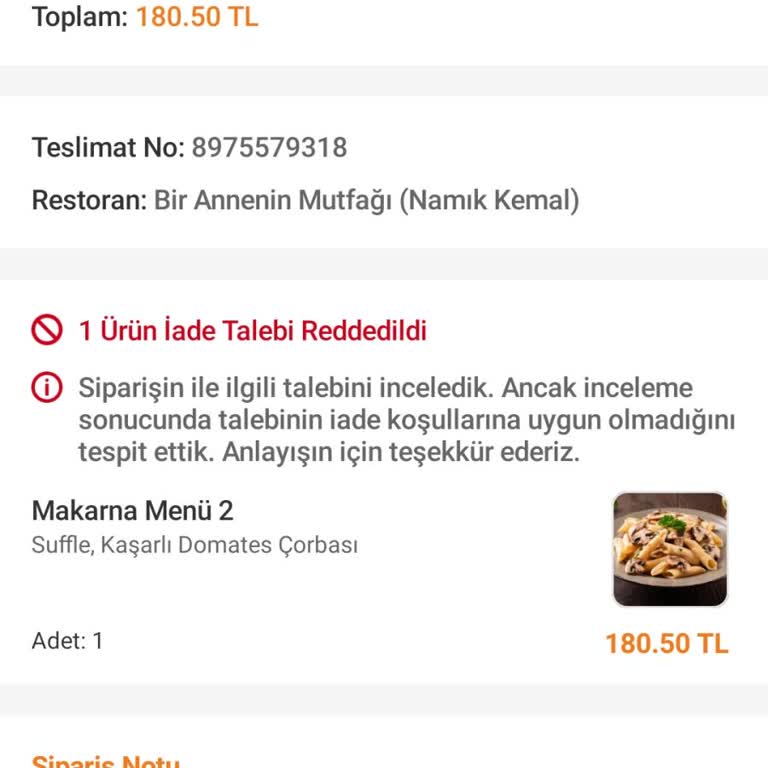 Bozuk Yemek Ve Haksız İade Süreci