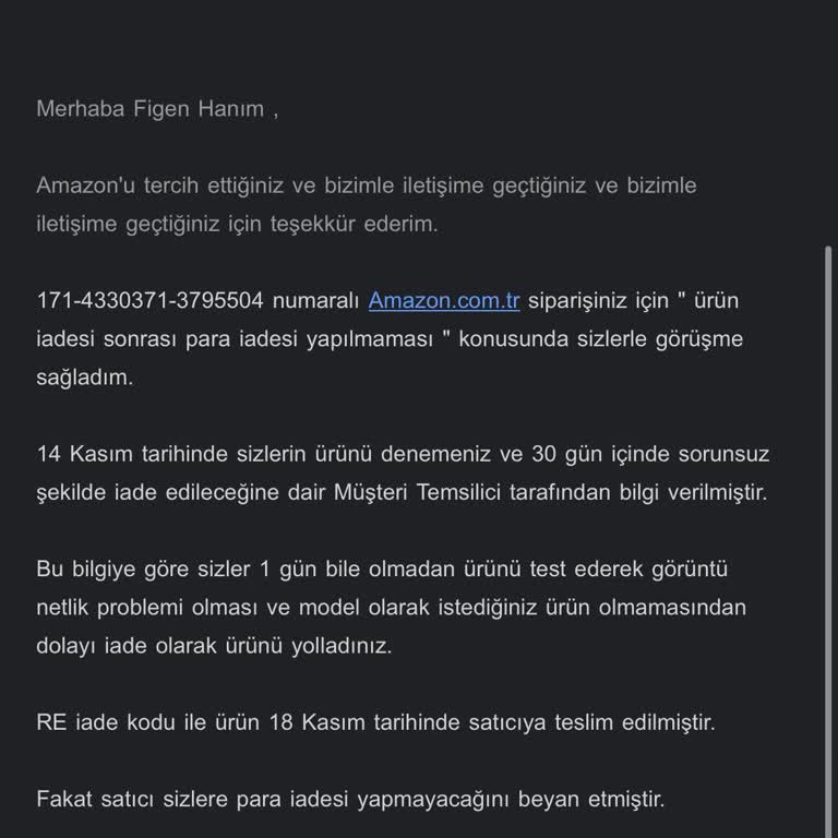 Amazon Türkiye'de İade Sorunu Ve Müşteri Hizmetleri Yanıltması