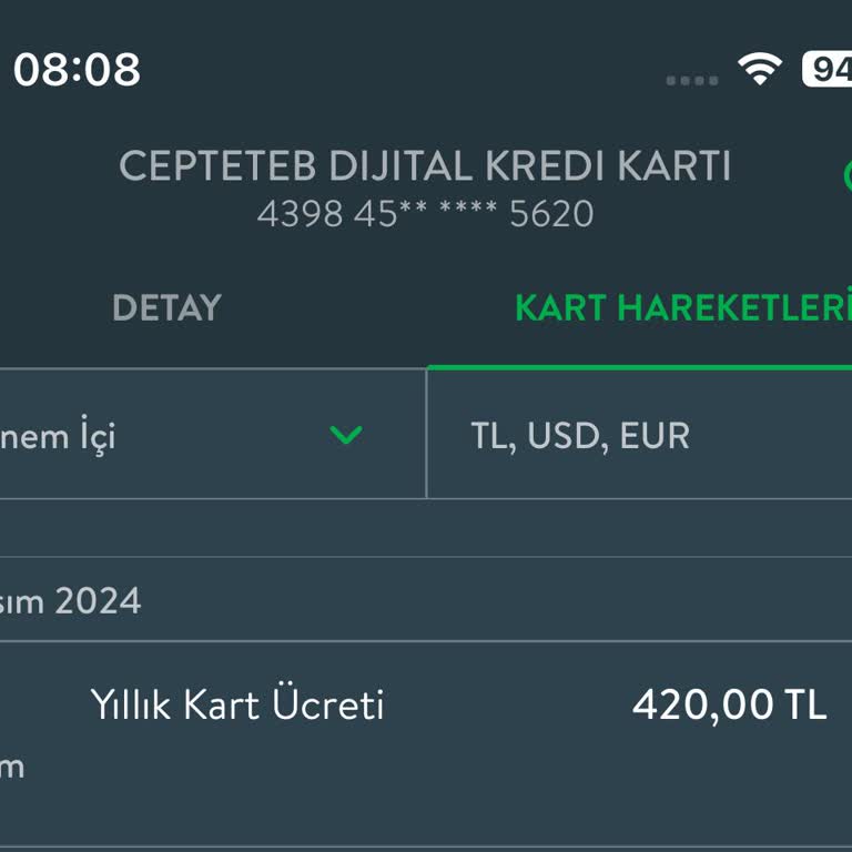 Yıllık Kart Ücretinin İadesi Talebi