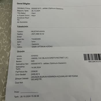 Adidas Ayakkabıda 70 Gün İçinde Açılma Sorunu