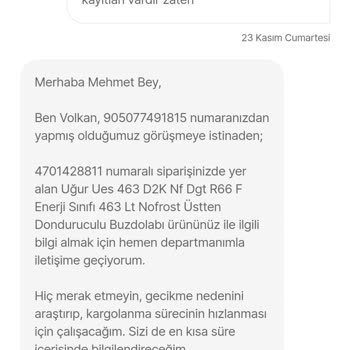 Buzdolabı Siparişi Ve Barkod Sorunu İle İptal Edilen Ürün