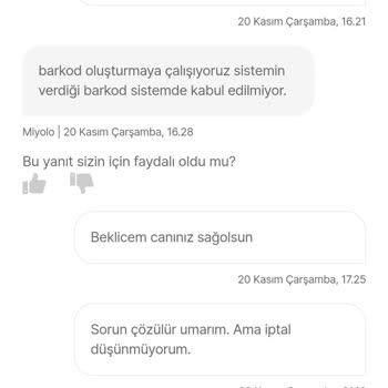 Buzdolabı Siparişi Ve Barkod Sorunu İle İptal Edilen Ürün