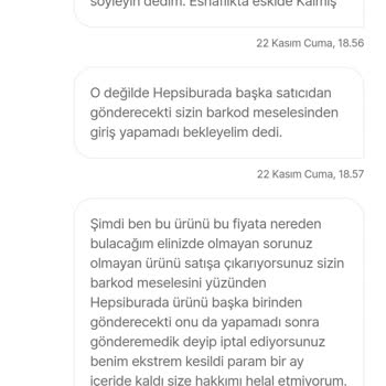 Buzdolabı Siparişi Ve Barkod Sorunu İle İptal Edilen Ürün