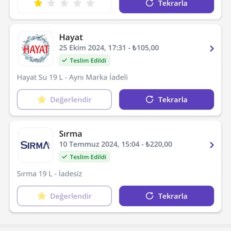 Teslim Edilmeyen Su Siparişi