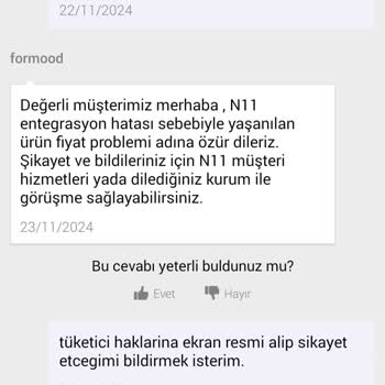 N11'de İptal Edilen Sipariş Ve Yetersiz Çözüm